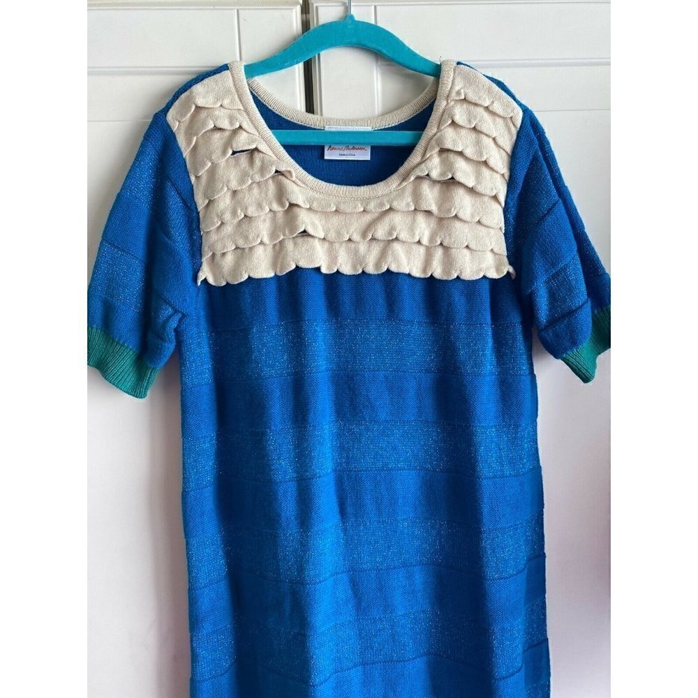 140 Hanna Andersson Scalloped Sweater Dress Blue